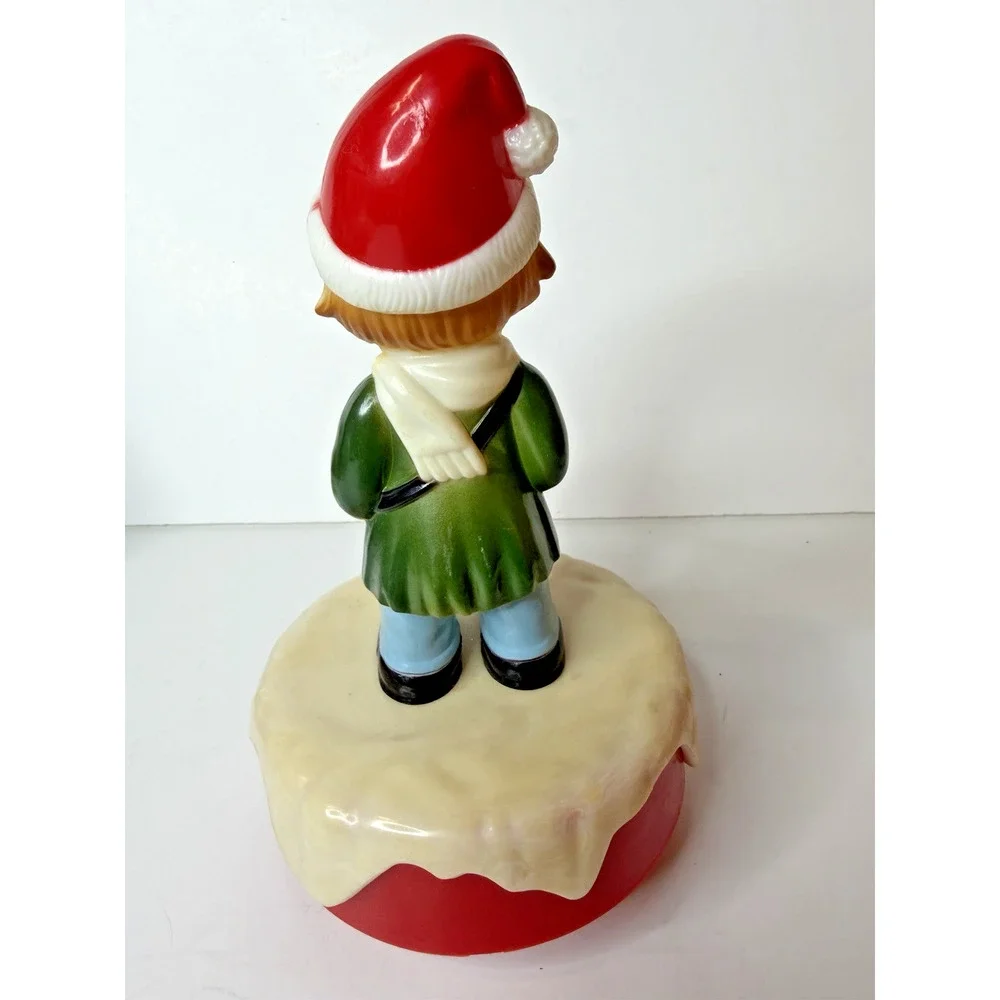 Vintage 1973 Musical Rotating Drummer Boy Christmas Figure Made in Hong Kong